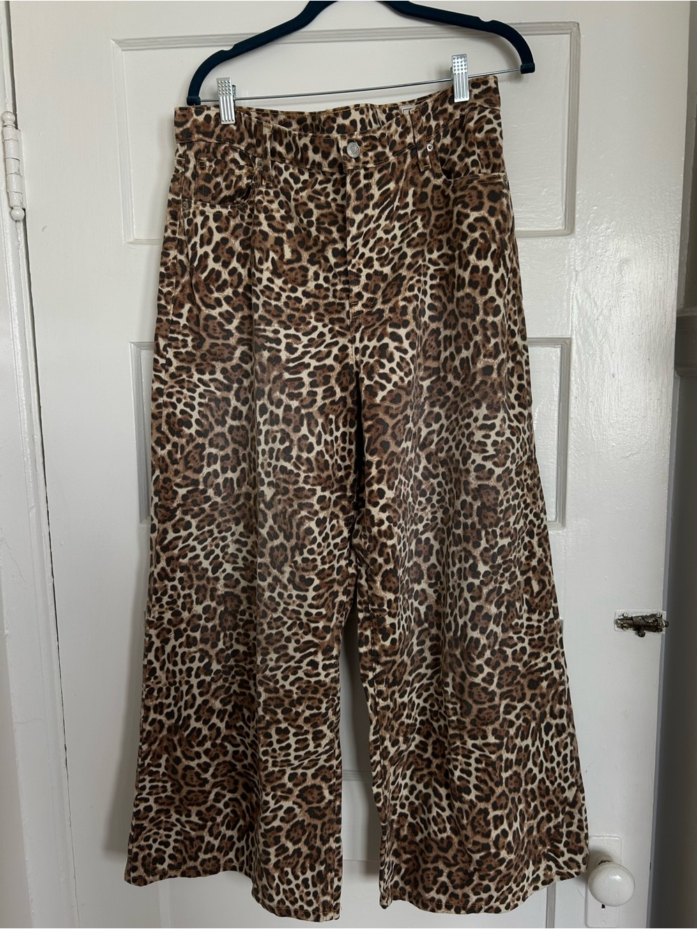 GAP Leopard-Print Wide Leg Pants - Brown/Cream